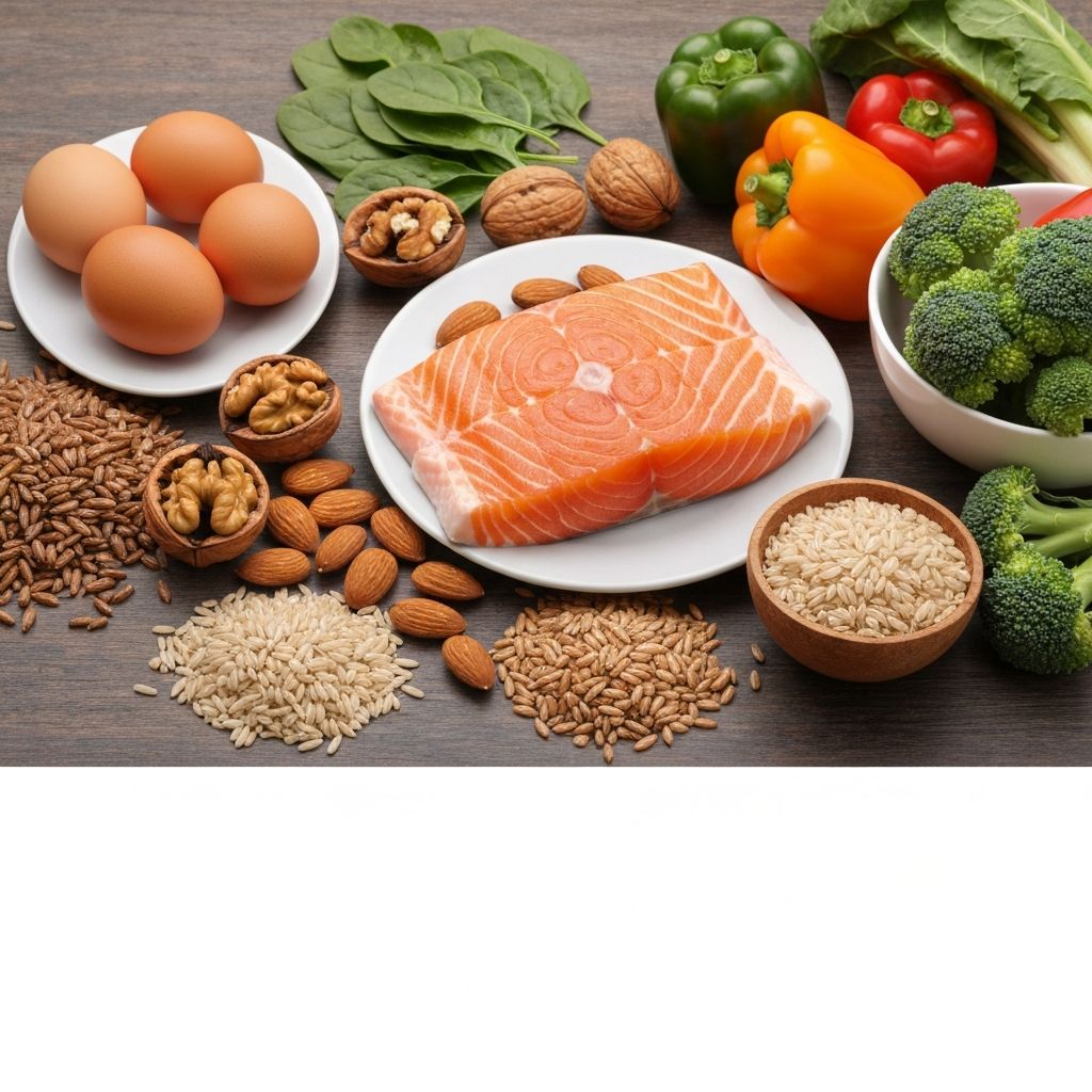 Variety of whole foods showing different nutrient groups